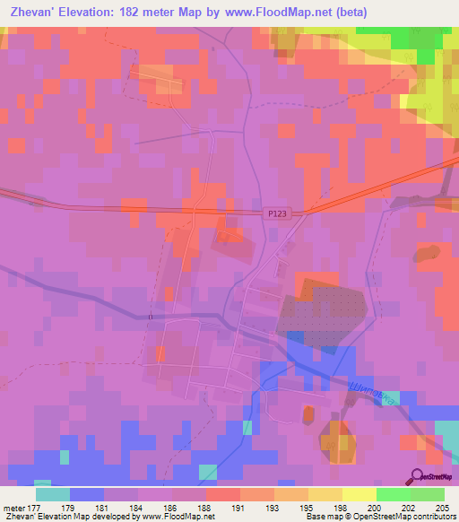 Zhevan',Belarus Elevation Map