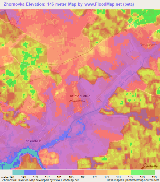 Zhornovka,Belarus Elevation Map
