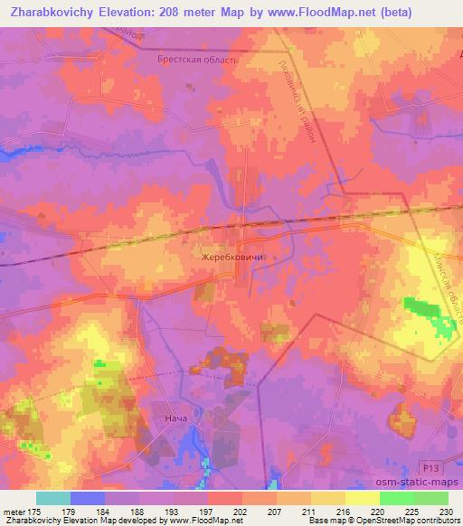 Zharabkovichy,Belarus Elevation Map
