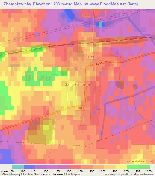 Zharabkovichy,Belarus Elevation Map
