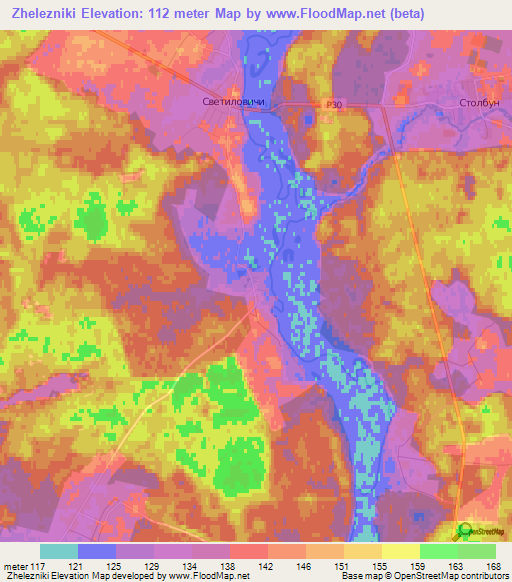 Zhelezniki,Belarus Elevation Map