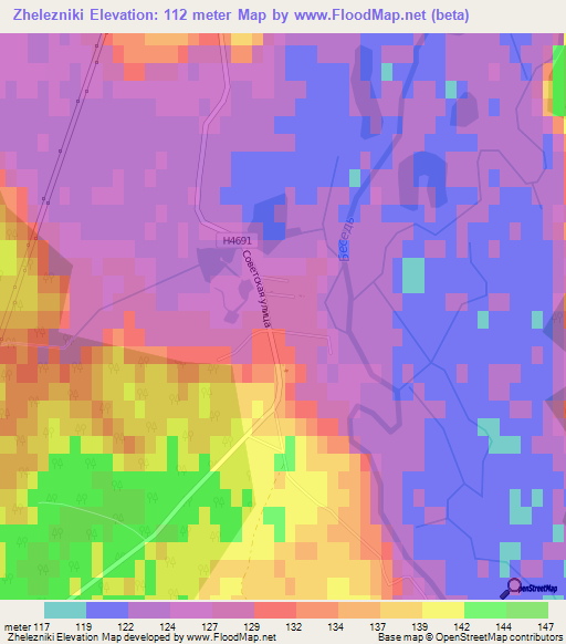 Zhelezniki,Belarus Elevation Map