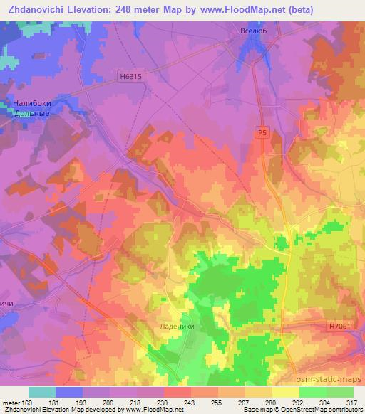 Zhdanovichi,Belarus Elevation Map
