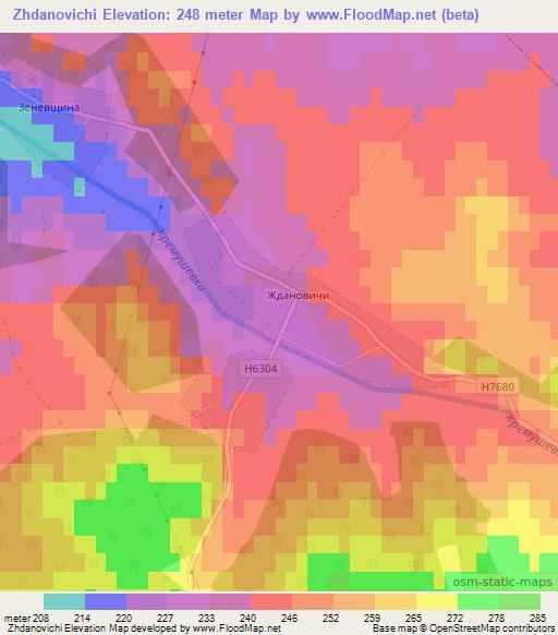 Zhdanovichi,Belarus Elevation Map