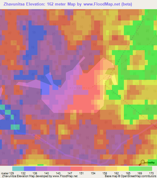 Zhavunitsa,Belarus Elevation Map