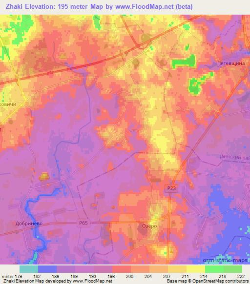 Zhaki,Belarus Elevation Map