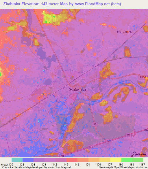 Zhabinka,Belarus Elevation Map