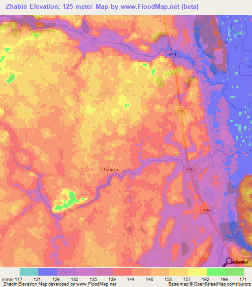 Zhabin,Belarus Elevation Map