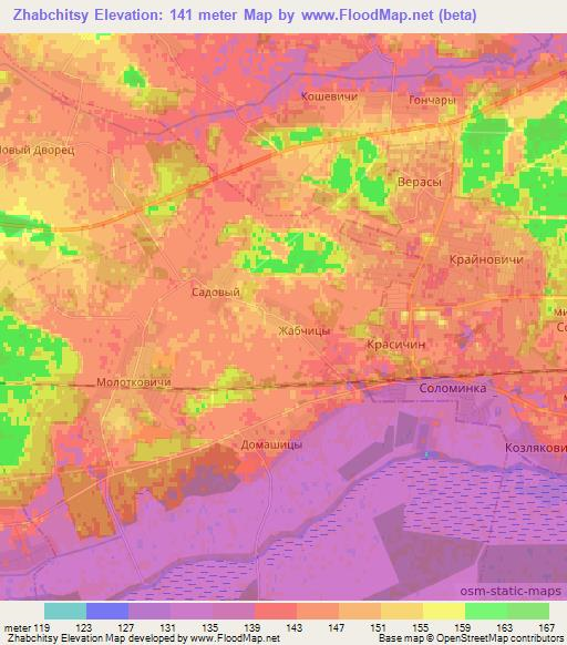 Zhabchitsy,Belarus Elevation Map