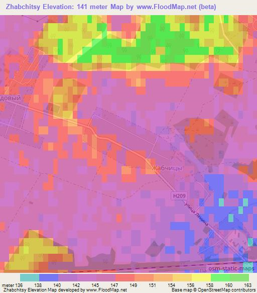 Zhabchitsy,Belarus Elevation Map