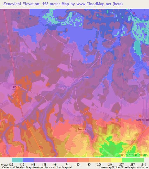 Zenevichi,Belarus Elevation Map