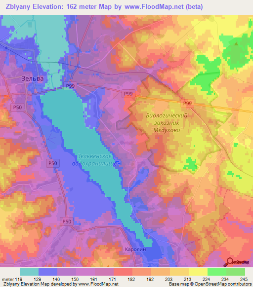 Zblyany,Belarus Elevation Map