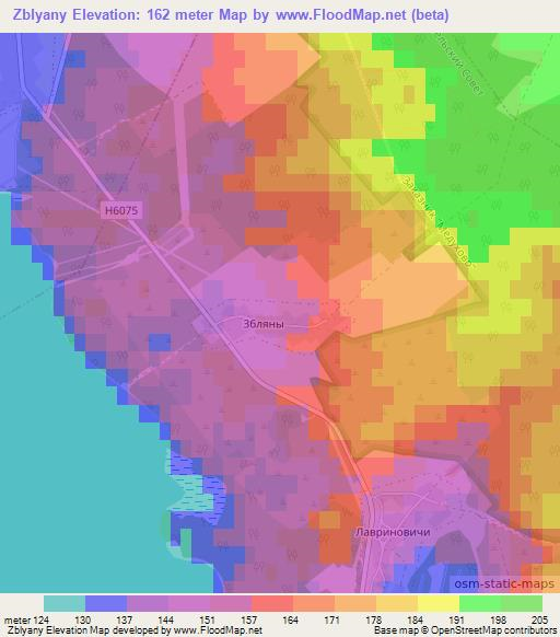 Zblyany,Belarus Elevation Map