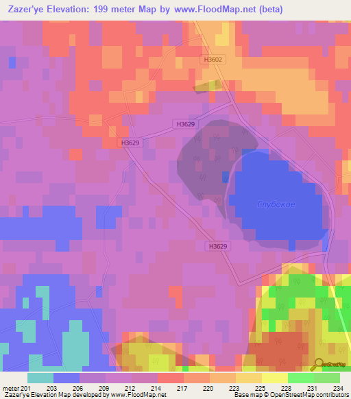 Zazer'ye,Belarus Elevation Map