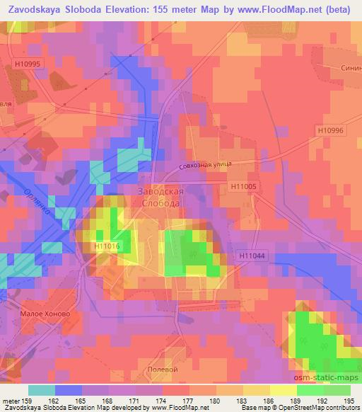 Zavodskaya Sloboda,Belarus Elevation Map