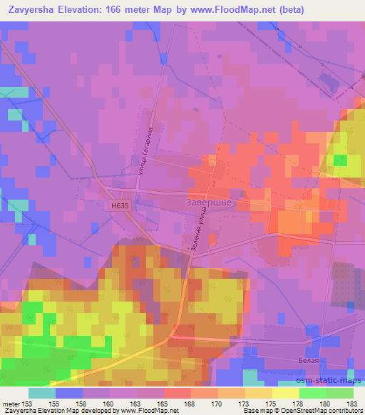 Zavyersha,Belarus Elevation Map