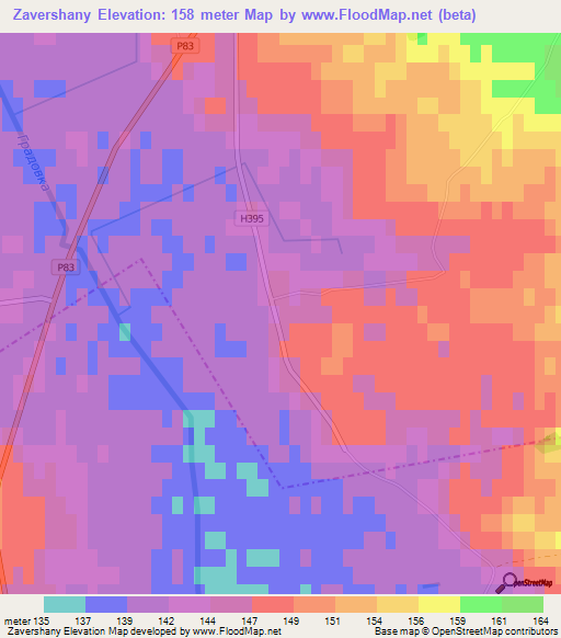 Zavershany,Belarus Elevation Map