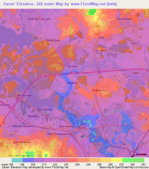 Zacen',Belarus Elevation Map