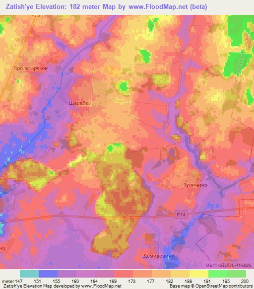 Zatish'ye,Belarus Elevation Map