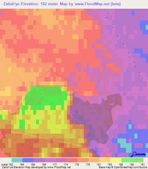 Zatish'ye,Belarus Elevation Map
