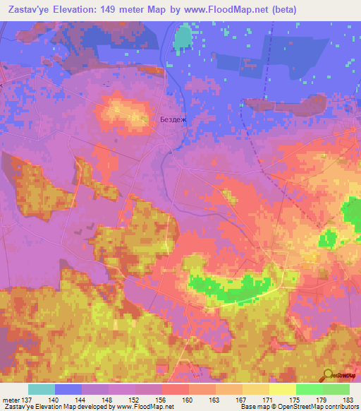 Zastav'ye,Belarus Elevation Map