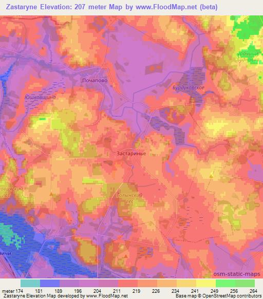 Zastaryne,Belarus Elevation Map