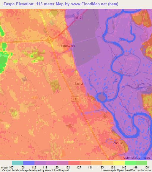 Zaspa,Belarus Elevation Map