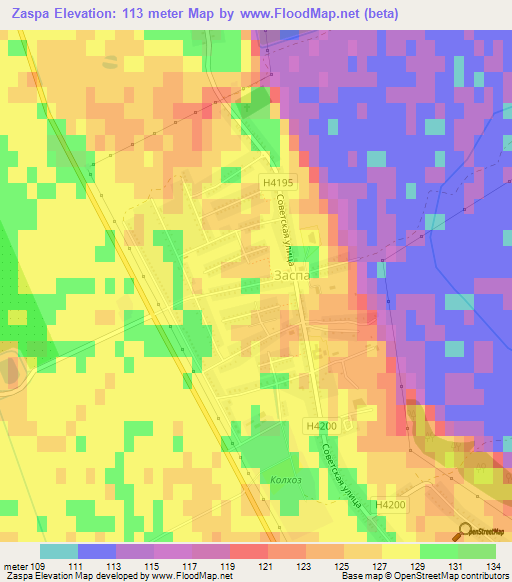 Zaspa,Belarus Elevation Map