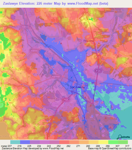Zaslawye,Belarus Elevation Map