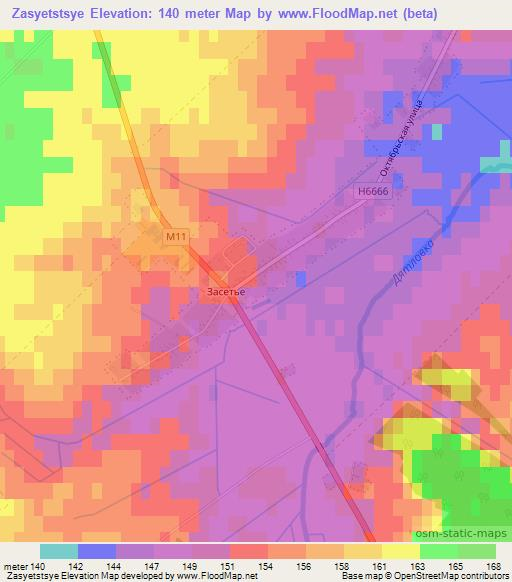 Zasyetstsye,Belarus Elevation Map