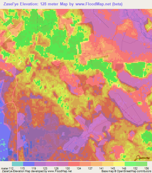 Zasel'ye,Belarus Elevation Map