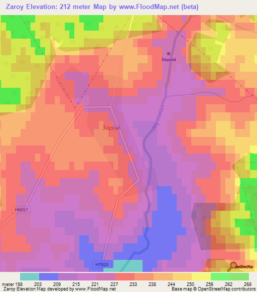 Zaroy,Belarus Elevation Map