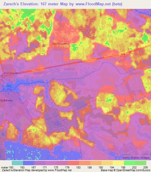 Zarech'e,Belarus Elevation Map