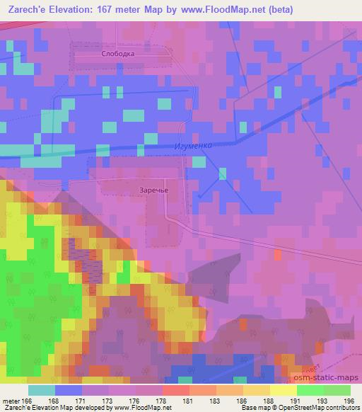 Zarech'e,Belarus Elevation Map