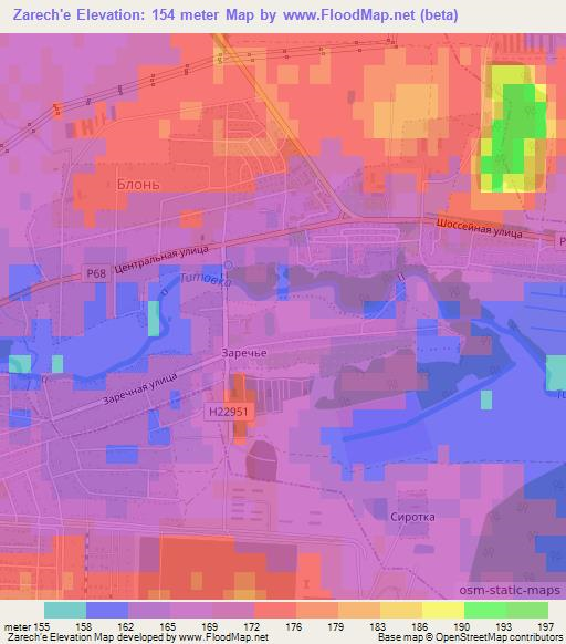 Zarech'e,Belarus Elevation Map