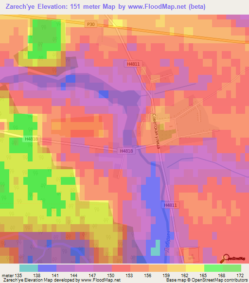 Zarech'ye,Belarus Elevation Map