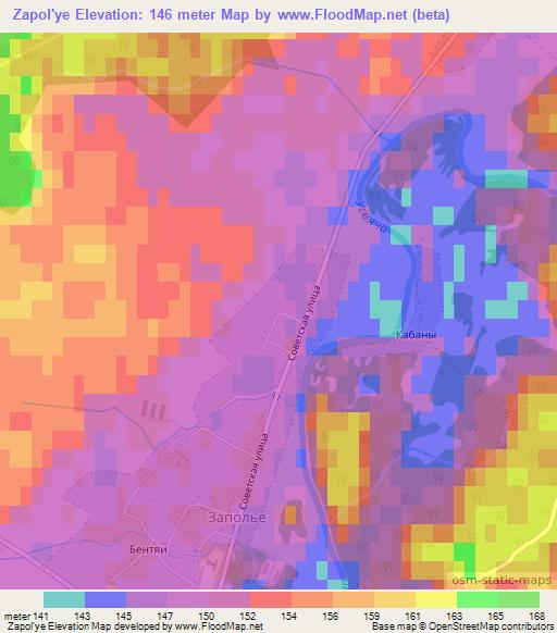 Zapol'ye,Belarus Elevation Map