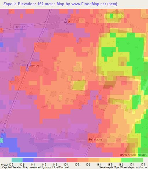 Zapol'e,Belarus Elevation Map