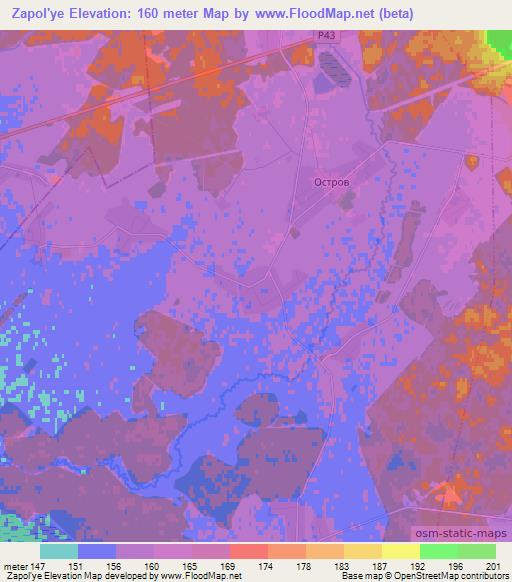 Zapol'ye,Belarus Elevation Map