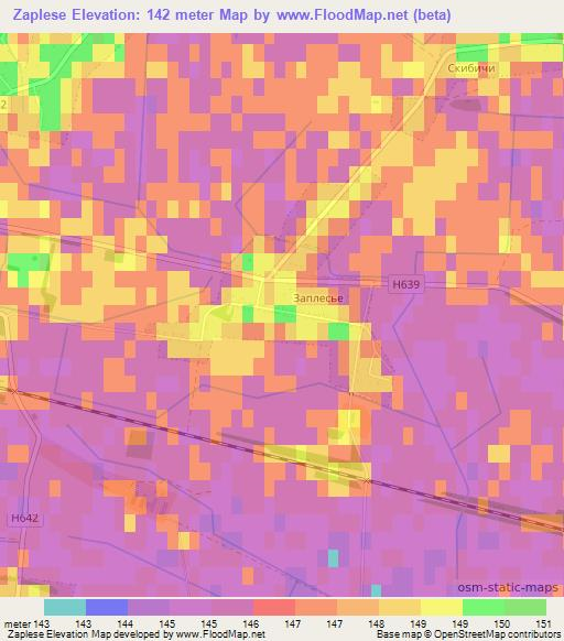 Zaplese,Belarus Elevation Map
