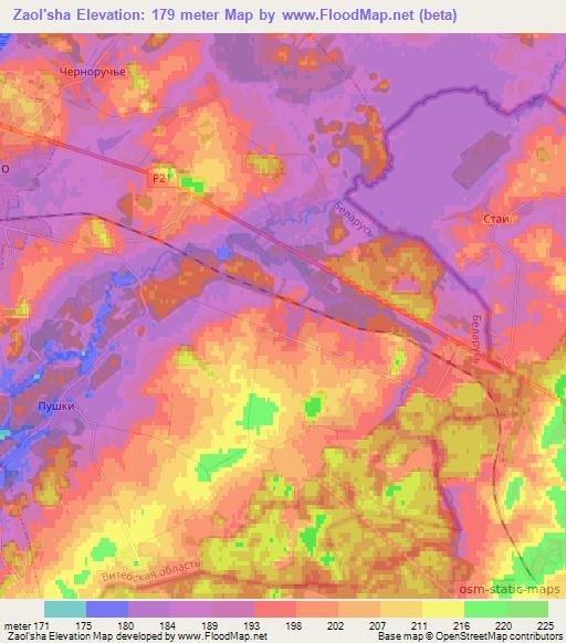 Zaol'sha,Belarus Elevation Map