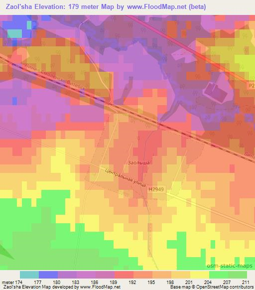 Zaol'sha,Belarus Elevation Map