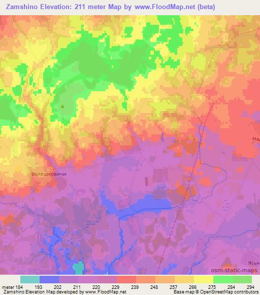 Zamshino,Belarus Elevation Map