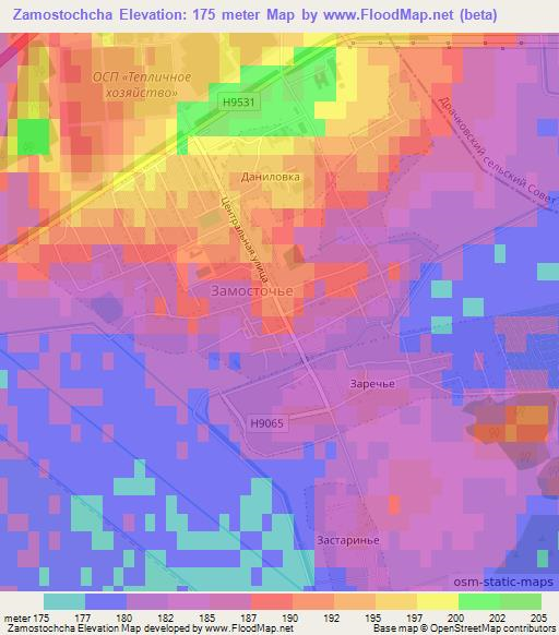 Zamostochcha,Belarus Elevation Map