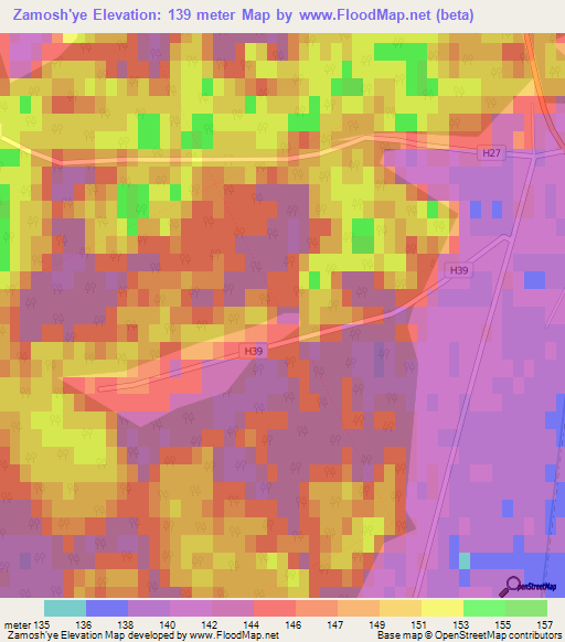 Zamosh'ye,Belarus Elevation Map