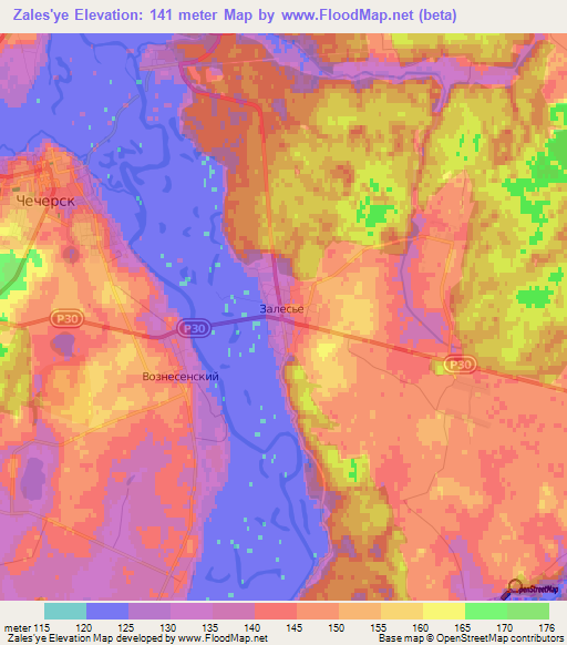 Zales'ye,Belarus Elevation Map