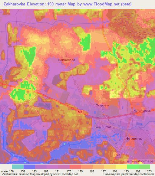Zakharovka,Belarus Elevation Map