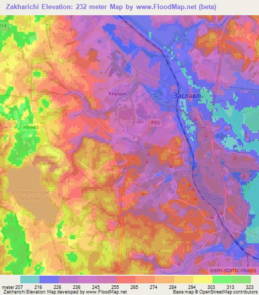 Zakharichi,Belarus Elevation Map