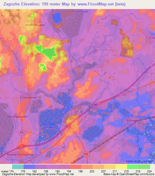 Zagozhe,Belarus Elevation Map