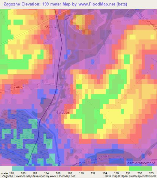 Zagozhe,Belarus Elevation Map
